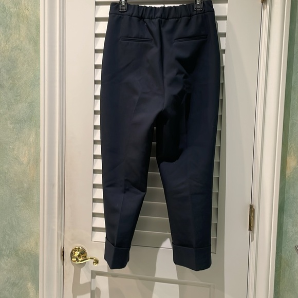 ZARA size S cuffed cropped elastic-back NAVY BLUE dress pants - Picture 3 of 5
